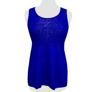 Eileen Fisher Deep Royal Blue Knit, Swing, A-line Fitted Tunic Tank - M